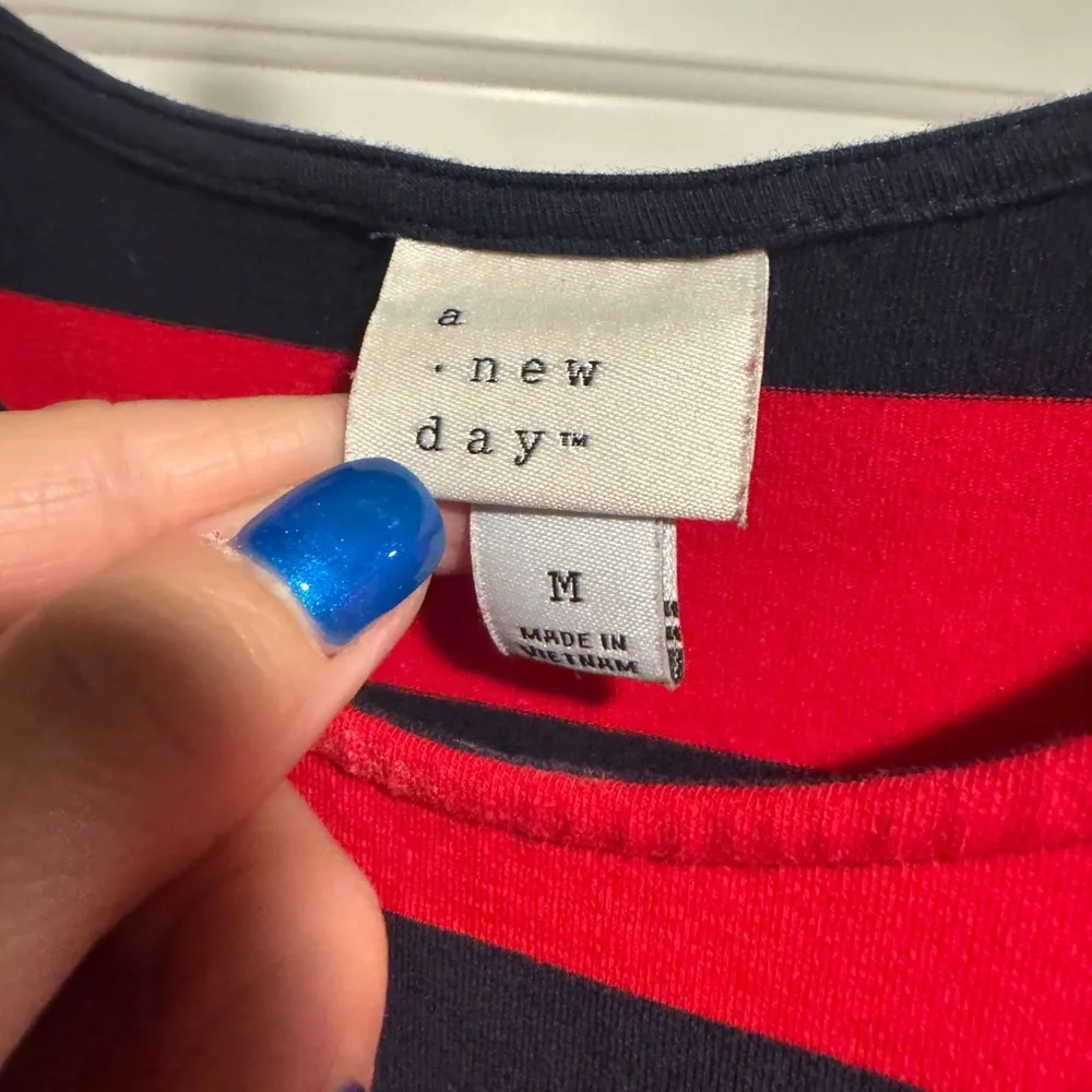 a new day Red and Navy Striped Tank Maxi Dress Size Medium - Picture 5 of 7
